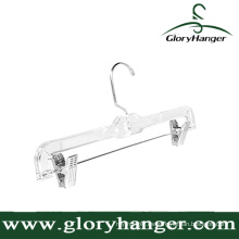 Cristal de falda de plástico / Slack perchas, Clear Pant Racks con Anti-Rust Hook / Clips